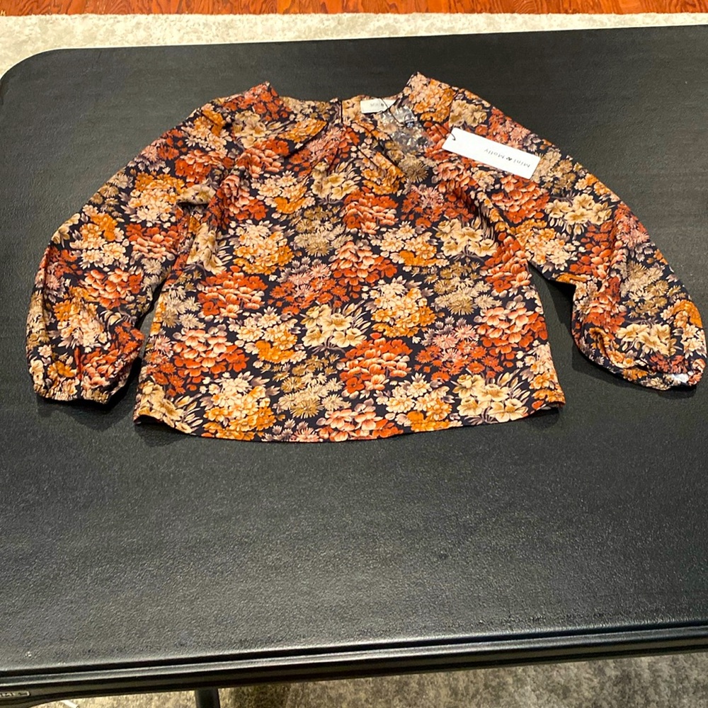 Mini Molly girls woven blouse, 6/8y, patchwork black